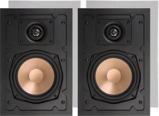 Artsound 5,25 inch inbouw/plafond luidsprekers 20-120 Watt, voor thuis, badkamer, keuken, kantoor, HiFi, met draaibare tweeter, alu conus, sjabloon voor installatie, rechthoekig, 280x190x70mm, <50m² van ArtSound