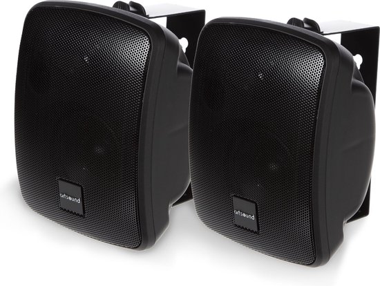 Artsound ASW45.2, Set van 2 waterdichte luidsprekers, 2-weg hifi luidspreker, 10-80 watt, met muurbeugel voor wandmontage, geschikt voor binnen en buiten, terras, tuin, sauna, zwembad, badkamer, kleur: zwart van ArtSound