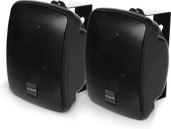 Artsound ASW55.2, Set van 2 waterdichte luidsprekers, 2-weg hifi luidspreker, 20-120 watt, met muurbeugel voor wandmontage, geschikt voor binnen en buiten, terras, tuin, sauna, zwembad, badkamer, kleur: zwart van ArtSound