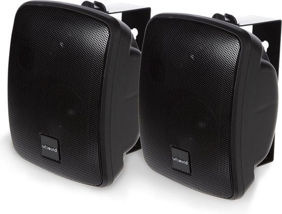 Artsound ASW65.2, Set van 2 waterdichte luidsprekers, 2-weg hifi luidspreker, 20-140 watt, met muurbeugel voor wandmontage, geschikt voor binnen en buiten, terras, tuin, sauna, zwembad, badkamer, kleur: zwart van ArtSound