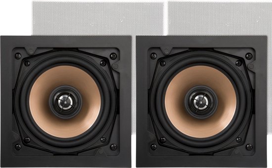 Artsound HPSQ525 5,25 inch wand- en plafondluidsprekers, 10-100 Watt, voor thuis, badkamer, keuken, kantoor, HiFi, met draaibare tweeter, alu conus, sjabloon voor installatie, vierkant, 170x170x80mm, <50m²