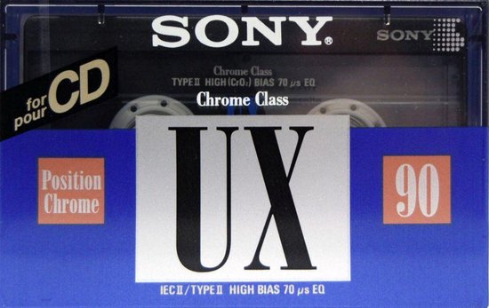 Audio Cassette Tape Sony UX 90 Chrome Class / Uiterst geschikt voor alle opnamedoeleinden / Sealed Blanco Cassettebandje / Cassettedeck / Walkman / Sony cassettebandje.