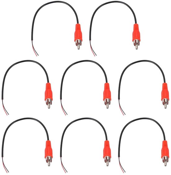 Audio Kabel Set - Subwoofer Cinch - Home Theater - Stabiele Signaaloverdracht - 8 Stuks 20cm - Rood