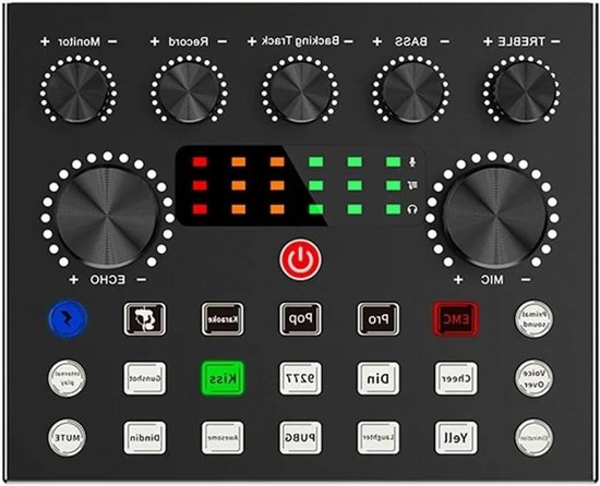 Audio Mixer - Geluidskaart Microfoon - Live Streaming - Draadloze Bluetooth - 13x10.5x2.5cm - Zwart