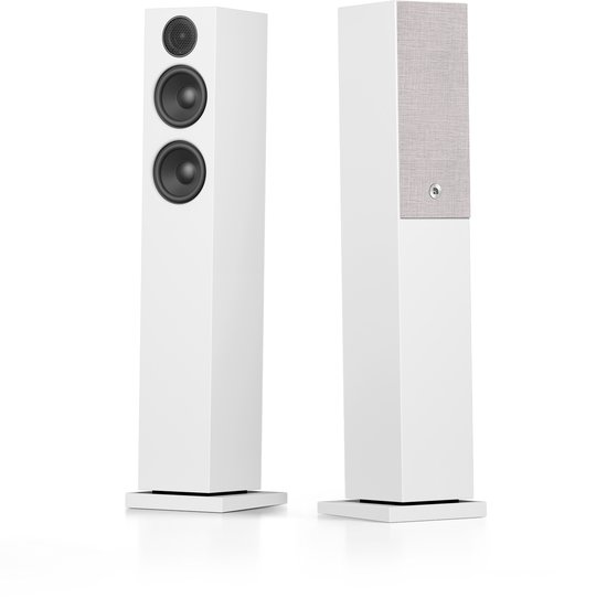 Audio Pro A38 W Smart Multiroom Actieve Vloerstaande Luidsprekers - Audio Pro Multiroom (Linkplay) - Ruimtecorrectie - 2x75W Speakers - 2.5-weg - Wit