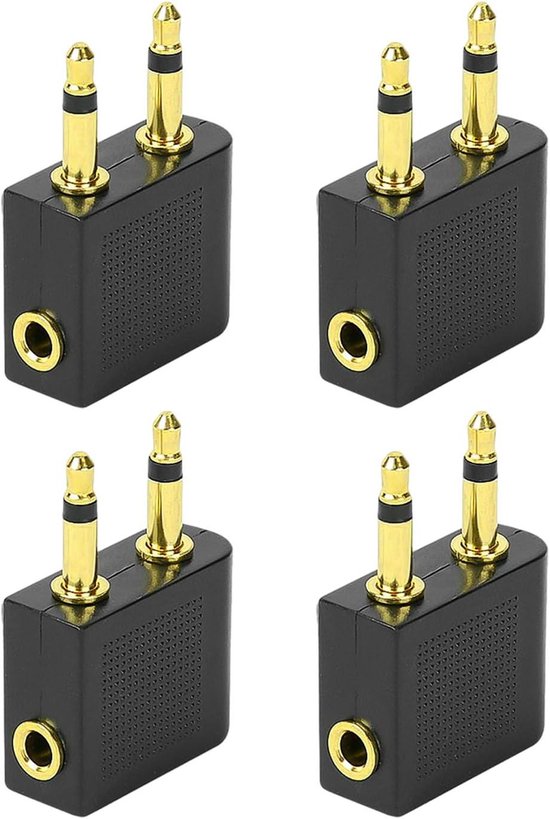 Audioconverters - Hoofdtelefoon adapters - Vliegtuig entertainment - Bluetooth verbinding - 4 stuks - Zwart