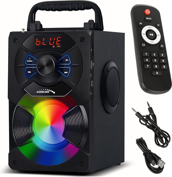 Audiocore AC730 Draagbare bluetooth luidspreker Draadloos 11W Uitgangsvermogen/ Radio / SD / MMC / Aux-in / USB / Verlichting / Afstandsbediening / Handvat van Audi