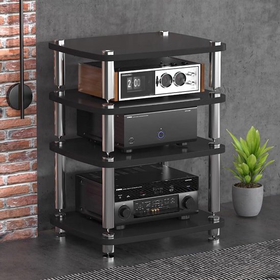 Audiokast 4 Lagen - Muziekmeubel Geluid - Home Cinema - Absorberende Voeten - 60x48x76 cm - Bruin van Merkloos