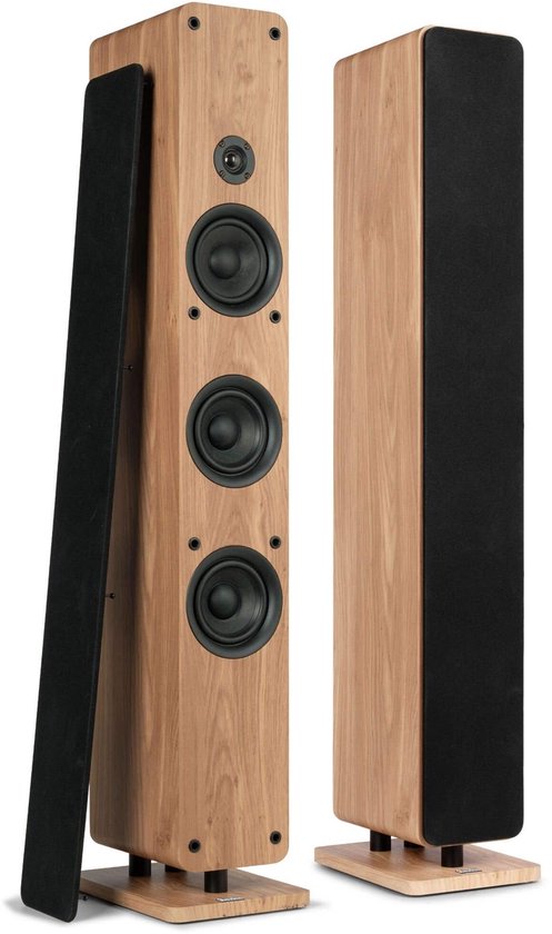 Audizio ARCO passieve HiFi speakerset - Vloerstaande zuil luidsprekers - 320W - Houtlook van Merkloos