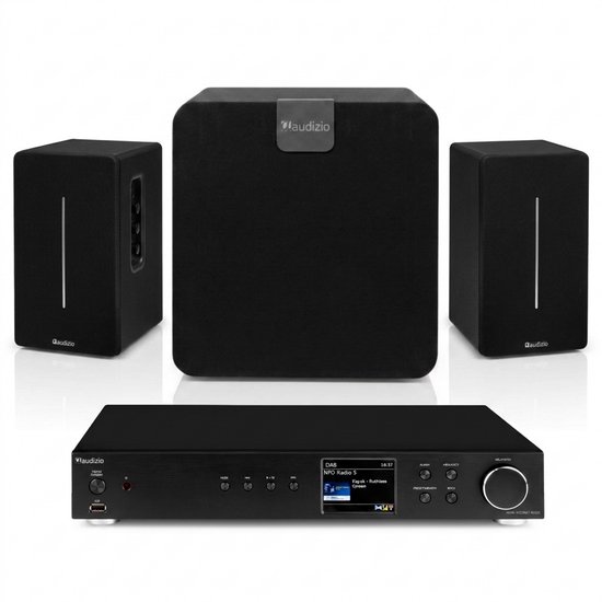 Audizio HiFi set - Stereo installatie met tuner, speakers en subwoofer - Wifi radio, DAB en Bluetooth