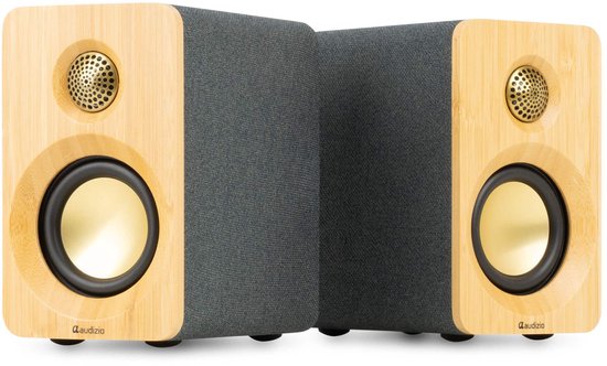 Audizio KS16 boekenplank speakers - Bluetooth speaker set - Platenspeler speakers - 100W - Bamboe van Audizio