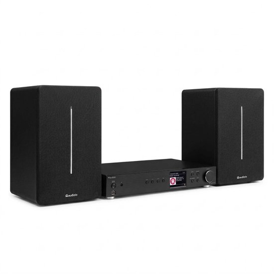Audizio stereo set - Met tuner en boekenplankspeakers - Internetradio, DAB en Bluetooth - Zwart van Merkloos