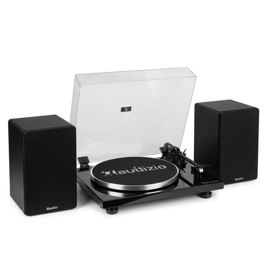 Audizio Toledo premium platenspeler HiFi set met 2 boekenplank speakers - Bluetooth - 80W