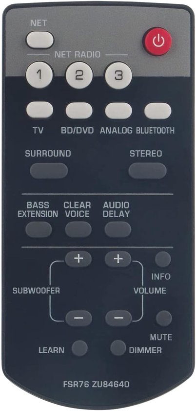 AULCMEET FSR76 ZU84640 Replacement Remote Control Compatible with YAMAHA Soundbar Home Audio System FSR76 ZU84640 - ShopVlot