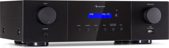 Auna AMP-4000 DAB hifi-stereoversterker, DAB+-radio, stereoversterker, USB-afstandsbediening, versterker met LED-display, hifi-versterker, zwart