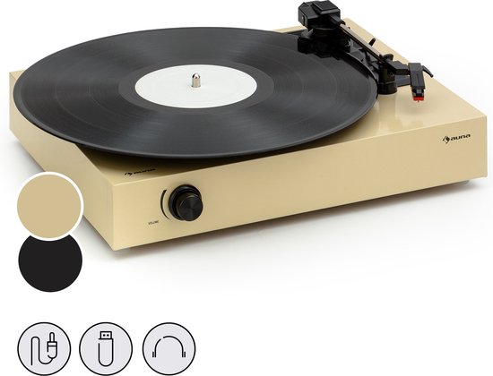 Auna Platenspeler met luidspreker - Doe-het-zelf platenspeler set - Retro - Moderne home audio platenspeler - Vinyl platenspeler - Licht taupe