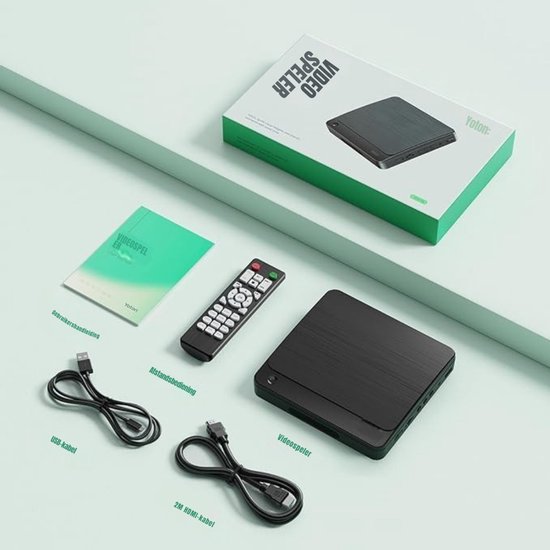 Aura® DVD Speler met HDMI - DVD Speler - Mini DVD Speler - 1080P Full HD - met Toebehoren - Zwart -15cm x 14cm x 3cm;275 g