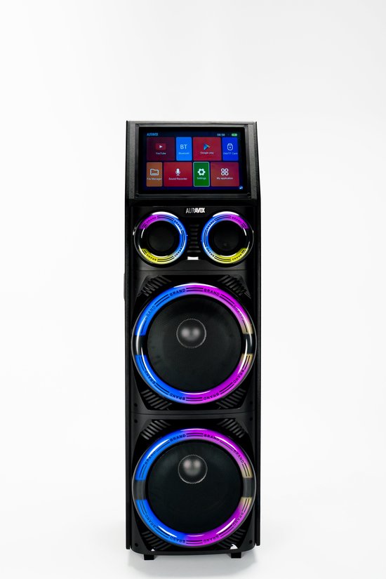 Auravox VOX-D2123 Party Speaker met Touchscreen – Bluetooth – LED-verlichting – Karaoke & TWS – Zwart van Merkloos