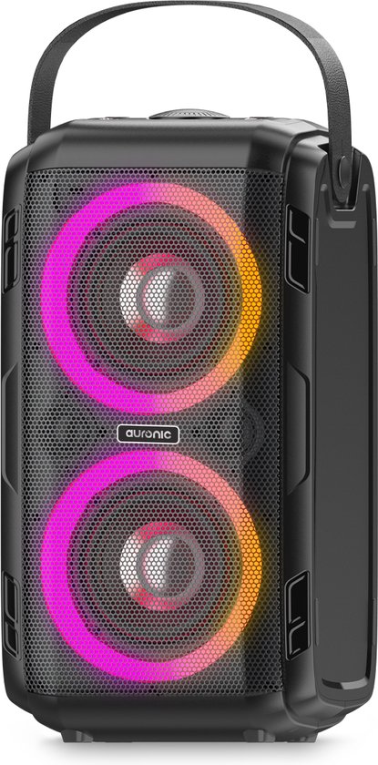 Auronic Partybox - Bluetooth - Party Speaker - Muziek box - Discolichten - USB, AUX en SD-kaart Aansluiting - Zwart van Auronic