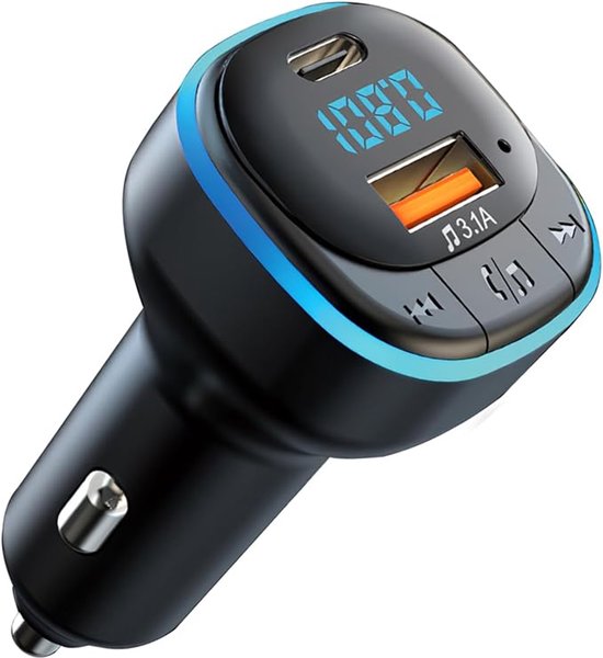Auto Bluetooth 5.0 FM-zender, MP3-audiospeler, oplader, Bluetooth handsfree, LED-lampje, handsfree bellen van Merkloos