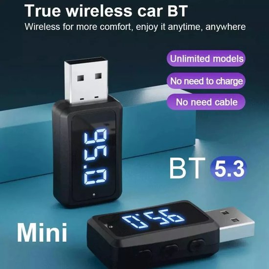 Auto Bluetooth 5.3 audio-ontvanger/zender USB-adapter met LED-display van ALESIGHT