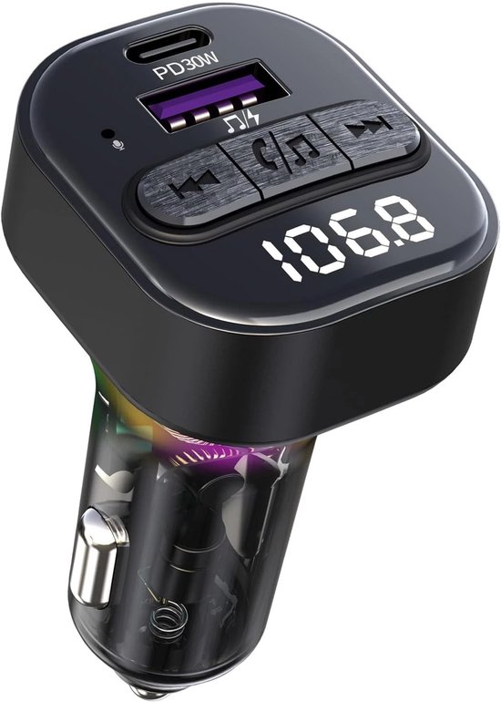 Auto Bluetooth-speler, Bluetooth-ontvanger, FM-zender, sigarettenaansteker snellader autolader van Merkloos