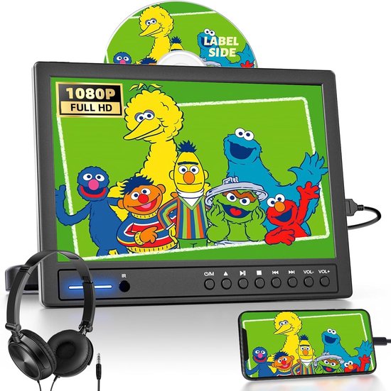 Auto DVD Speler - Hoofdsteun Video - Reizen Entertainment - HDMI Ingang - 125 inch Scherm - Zwart