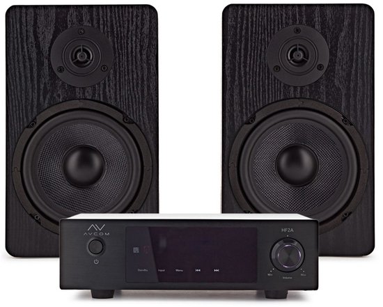 AVCOM Solid State Amplifier with 6 Passive Speakers, Black
