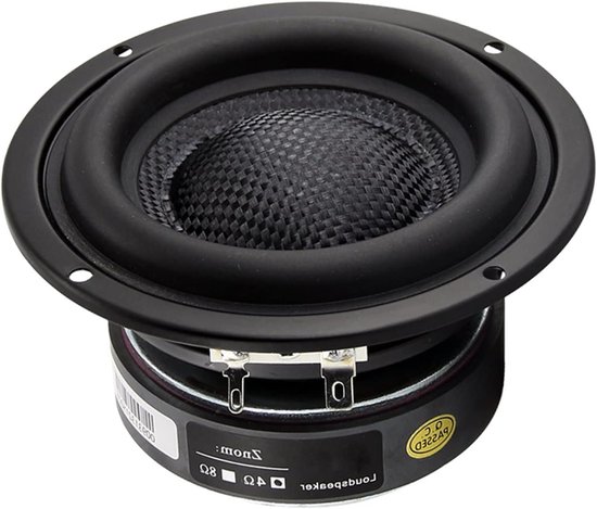 Bass Luidspreker Subwoofer - Boekenplank speaker - Muziek Luisteren - Glasvezel Gevlochten Kegel - 4 Inch - Zwart