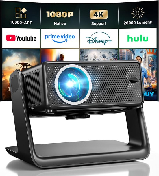 Beamer - Home Cinema - Films Kijken - Intelligente Beeldinstelling - 30.000 Lumen - Wit