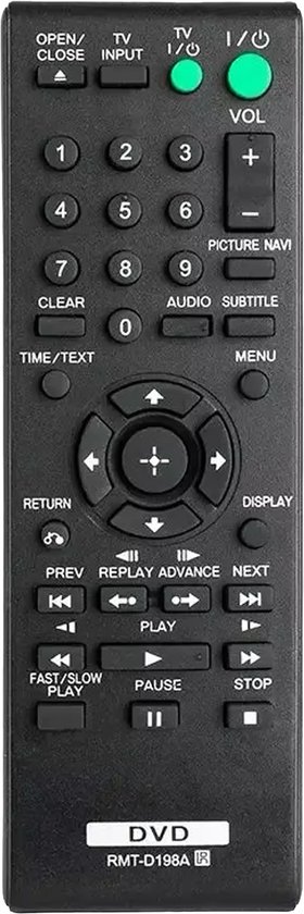 Bedienbaas DVD/CD Afstandsbediening - Geschikt voor Sony - RMT-D198A/RMT-D198P/DVP-SR serie