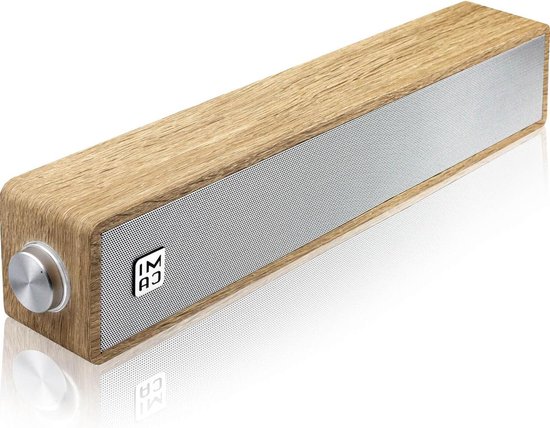 Bedrade Luidsprekers - PC Soundbar - Muziek Luisteren - Houten Design - 39 cm Lengte - Geel