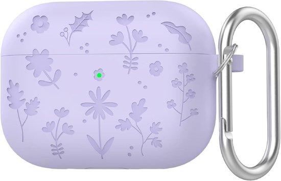Beschermhoes compatibel met Airpods Pro 3 2025, schattige grappige cartoon-TPU siliconen hoes, beschermhoes met sleutelhaak voor mannen en vrouwen, paars