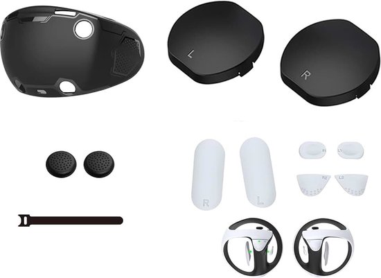 Beschermhoes cover set compatibel voor PS VR2, VR Headset siliconen hoes shell, lens cover, controller antislip siliconen pads, rocker cap