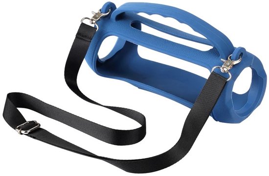 Beschermhoes geschikt voor JBL Charge 5 Bluetooth Speaker - Met Draaghendel, Draagriem en Karabijnhaak - Meerdere Kleuren - Navy Blauw - Schokbestendig - Krasbestendig - Siliconen - Hoesje - Case - Bescherming van Merkloos
