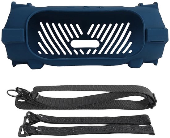 Beschermhoes geschikt voor JBL Charge 6 Bluetooth Speaker - Inclusief Draagriem - Navy blue - Schokbestendig - Krasbestendig - Siliconen - Hoesje - Case - Bescherming van Merkloos