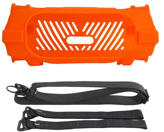Beschermhoes geschikt voor JBL Charge 6 Bluetooth Speaker - Inclusief Draagriem - Oranje - Schokbestendig - Krasbestendig - Siliconen - Hoesje - Case - Bescherming van NALIA