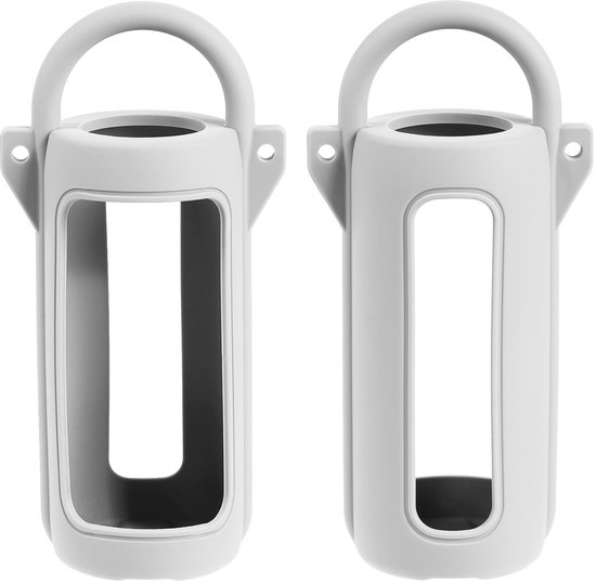 Beschermhoes geschikt voor JBL Grip Bluetooth Speaker - Met Draaghendel, Draagriem en Karabijnhaak - Meerdere Kleuren - Grijs/Wit - Schokbestendig - Krasbestendig - Siliconen - Hoesje - Case - Bescherming van Merkloos
