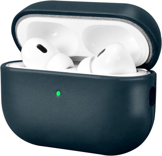 Beschermhoes van Echt Leer voor AirPods Pro 2 (2022) - Schokbestendig, Volledige Bescherming, LED-Indicator Zichtbaar, Draadloos Opladen Compatibel, Compact & Makkelijk Mee te Nemen