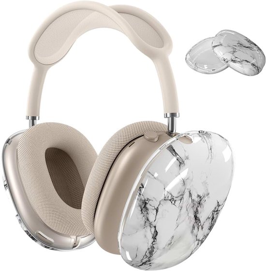 Beschermhoes voor AirPods Max Hoofdtelefoons van MMOBIEL – Zachte TPU Oorschelpen Beschermhoes – Anti-Kras Beschermende Cover – Keramisch Wit