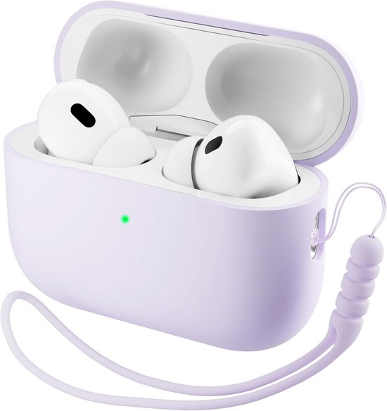 Beschermhoes voor AirPods Pro 3 (2025), premium vloeibare siliconen, van binnen vervormbaar, met koord en verwijderingsgereedschap, beschermhoes compatibel met AirPods Pro 3e generatie, violet
