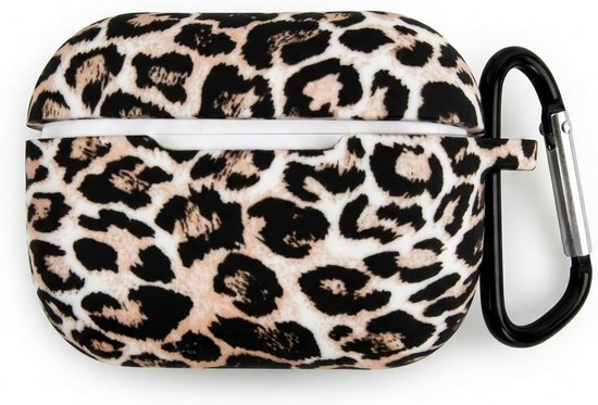 Beschermhoes voor Airpods Pro 3, geschikt met Airpods Pro 2e generatie beschermhoes met sleutelhanger voor vrouwen en meisjes, bruin luipaardprint esthetisch design, siliconen schokbestendig