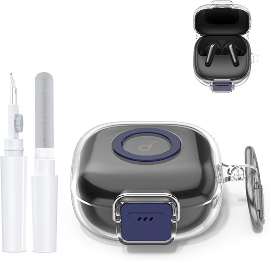 Beschermhoes voor Anker Soundcore P31i, stootvaste TPU-hoes met sleutelhanger en reinigingsstift, perfecte bescherming tegen krassen en stoten (transparant)