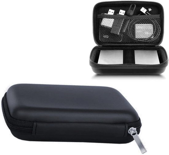 beschermhoes voor in-ear hoofdtelefoon, 14 x 10 x 4 cm, met 1 binnenvak voor 2,5 inch MP3-speler, hoofdtelefoon, USB-kabel, sleutel en kaart