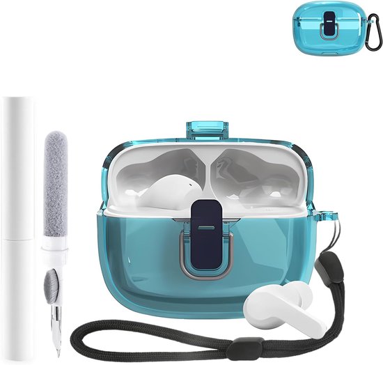 Beschermhoes voor JBL Vibe Beam/Wave200TWS oordopjes - Duurzaam en milieuvriendelijk Bluetooth-oortelefoonhoesje met nauwkeurige gaten en oplaadcompatibiliteit - blauw