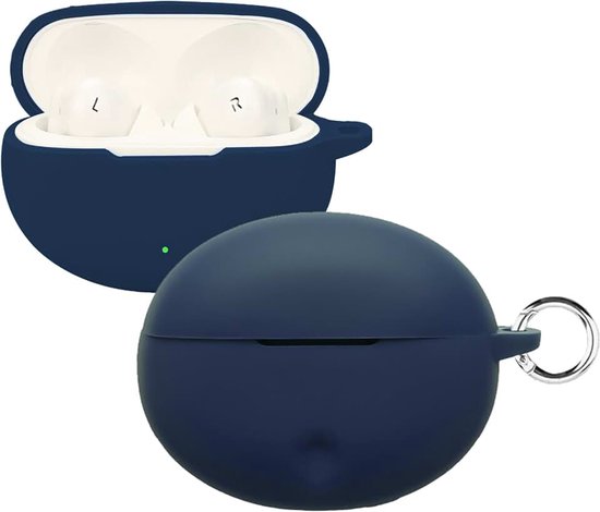 Beschermhoes voor Oppo Enco Air5 Pro, siliconen hoes met karabijnhaak, ultradun, valbescherming, draagbaar, beschermhoes voor Oppo Enco Air 5 Pro, donkerblauw