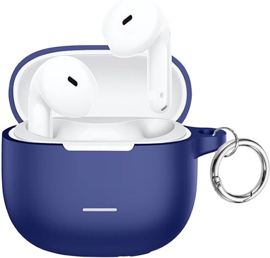 Beschermhoes voor Redmi Buds 8 Active, beschermhoes van siliconen met karabijnhaak, ultradun, schokbestendig, krasbestendig, flexibel, donkerblauw