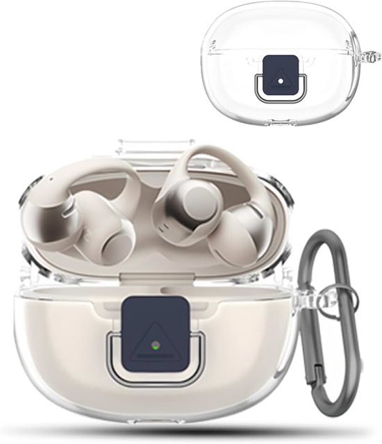 Beschermhoes voor SHOKZ Open Dots ONE Open-Ear-hoofdtelefoon, met sleutelhanger en koord, zachte siliconen beschermhoes, volledige bescherming, transparant