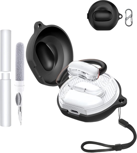 Beschermhoes voor Soundcore V40i oordopjes, duurzame en toergy hoofdtelefoonafdekking met precieze gaten en laadcompatibiliteit, schokbestendig, aangenaam gevoel, zwart