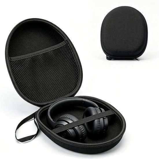 Beschermhoes voor stereo-hoofdtelefoon, harde hoes voor hoofdtelefoon, schokbestendige EVA-hoes voor over-ear hoofdtelefoon, harde beschermhoes met ritssluiting voor hoofdtelefoon, USB-hoes